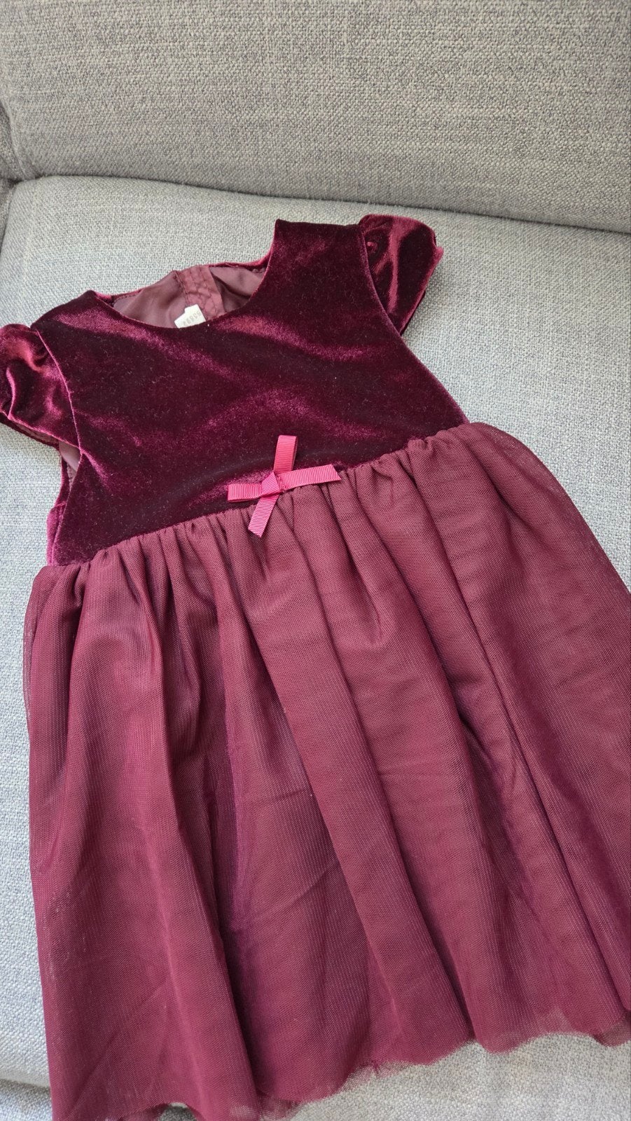 Prachtige bordeauxrode fluwelen jurk H&M maat 86, Kinderen en Baby's, Babykleding | Maat 86, Meisje, Jurkje of Rokje, H&M, Ophalen of Verzenden