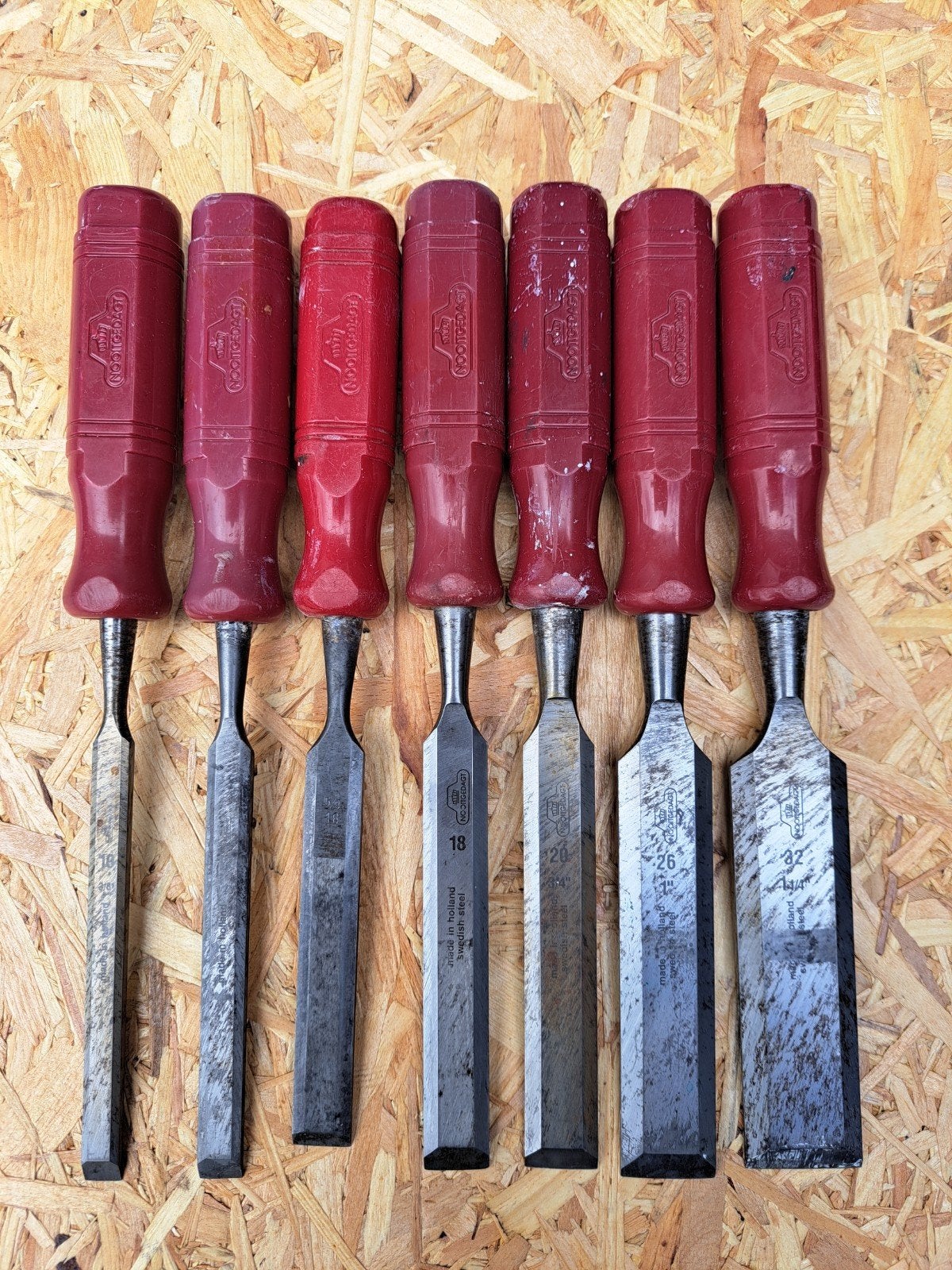 Set van 7 Nooitgedagt beitels | houtbeitels | steekbeitels, Ophalen of Verzenden, Gebruikt, Beitel, Nooitgedacht