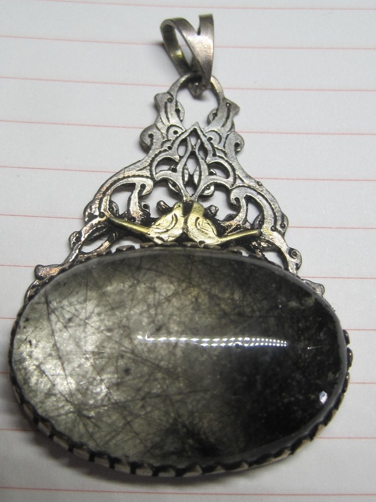 Vintage design hanger rutilated quartz zeldzaam zilver 950, Ophalen, Overige voorstellingen, Zo goed als nieuw, Met edelsteen