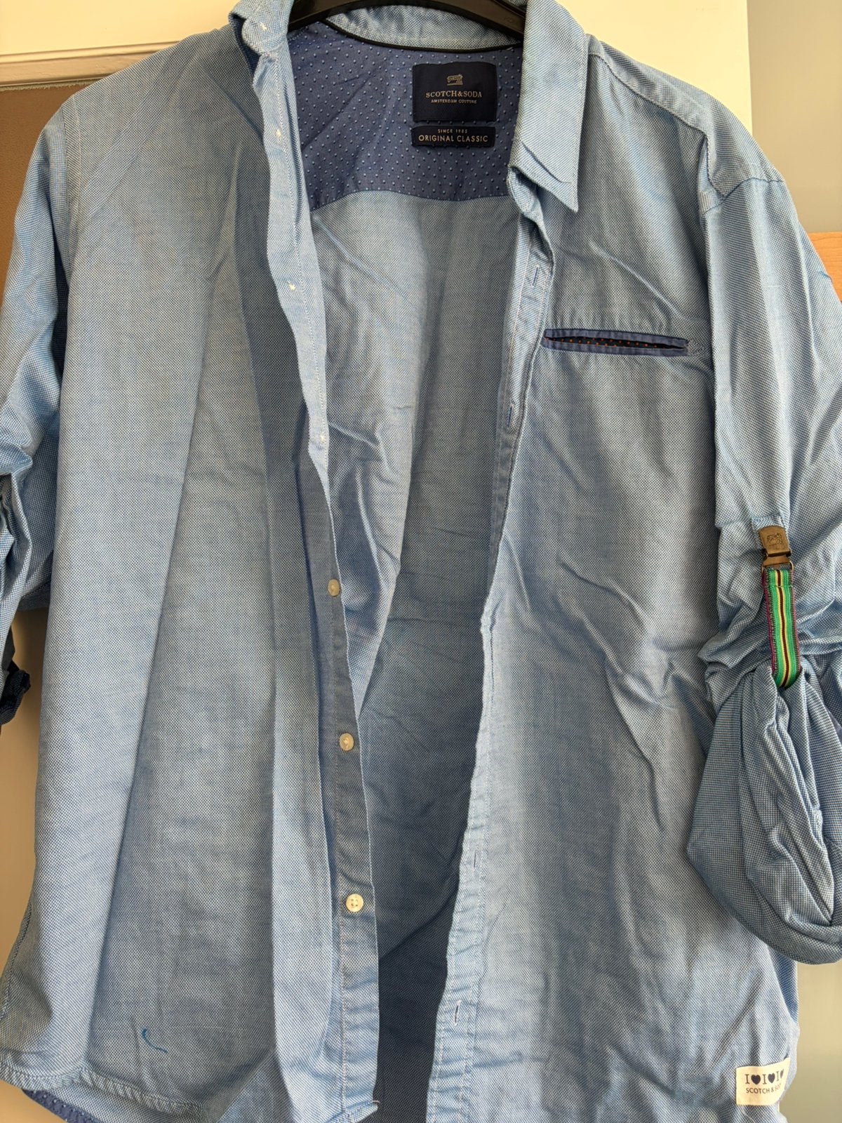 Scotch & soda overhemd maat L, Ophalen of Verzenden, Zo goed als nieuw, Blauw, Halswijdte 41/42 (L)