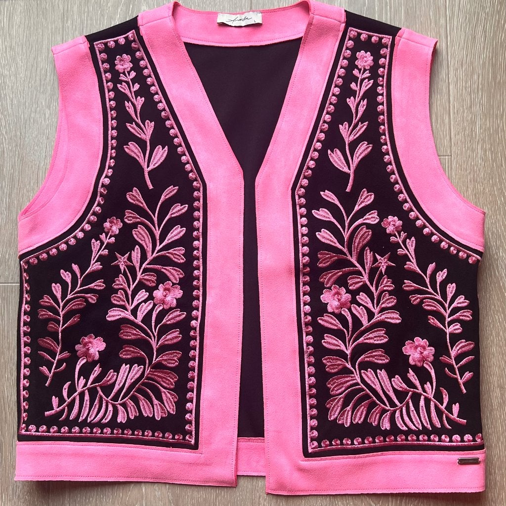 Ambika gilet zwart roze– maat L, Verzenden, Maat 42/44 (L), Zo goed als nieuw, Roze