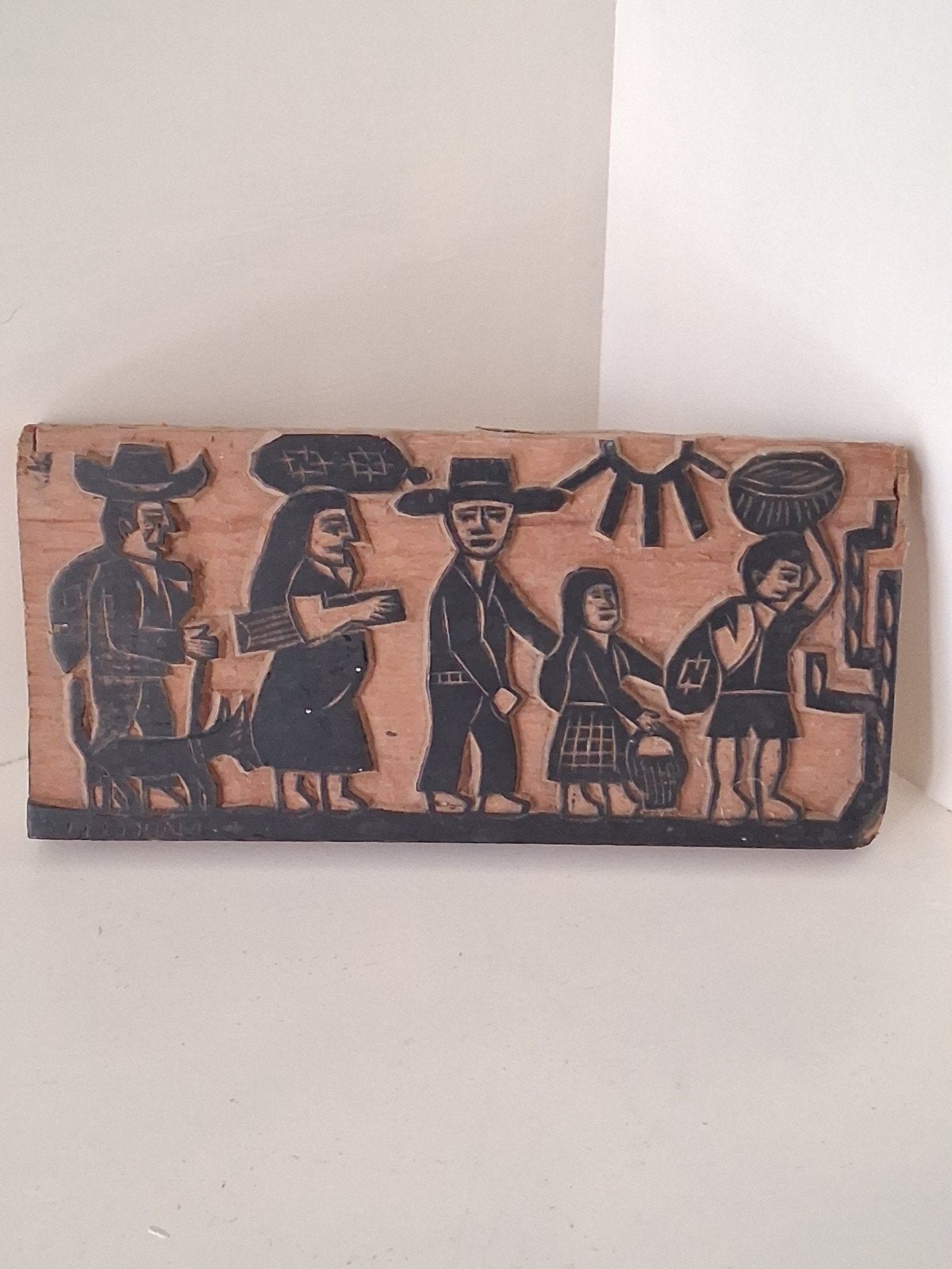 Origineel Houten Drukblok Marcelo Soares 2012 – "Retirantes", Handgemaakt, Ophalen of Verzenden, 20 - 50 cm, Hout