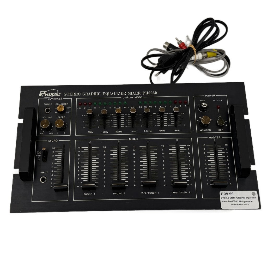 Phonic Stero Graphic Equalizer Mixer PH6050 | Met garantie, Gebruikt, Dordrecht@usedproducts.nl, Toulonselaan 72, Ophalen of Verzenden