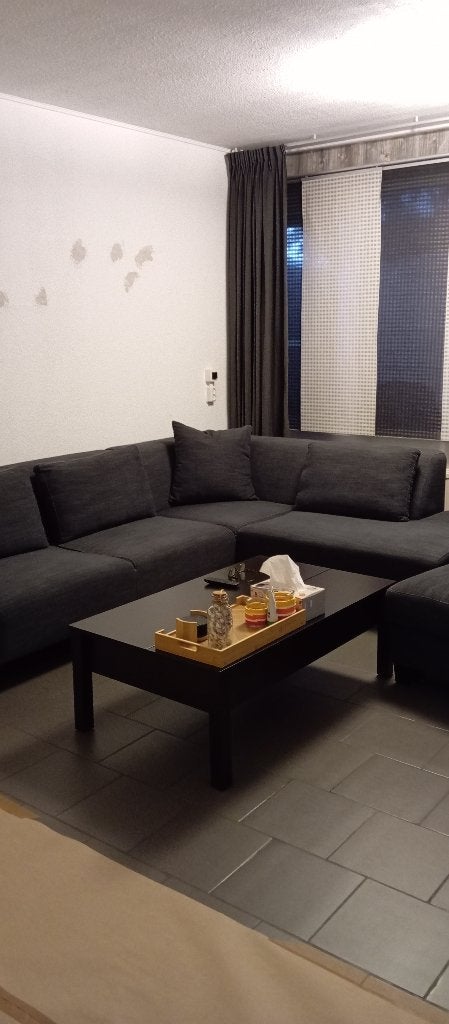 Te koop goed uitziende hoekbank met hooker antraciet, Huis en Inrichting, Ophalen, Gebruikt