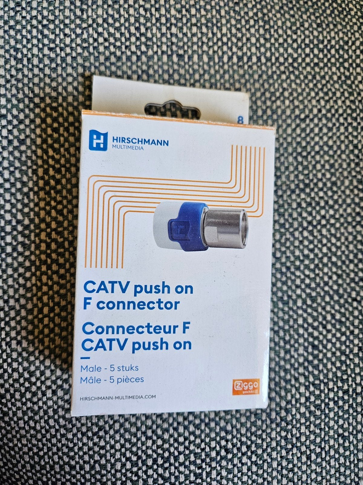 Hirschmann CATV push on F connector (5 stuks), Ophalen of Verzenden, Nieuw, Coaxiale kabel