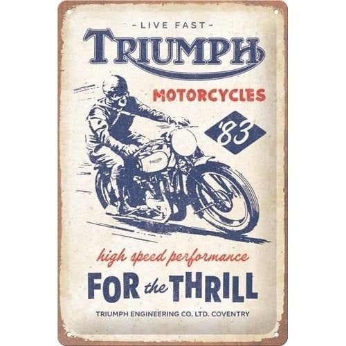 Triumph for the thrill motor relief reclamebord van metaal, Ophalen of Verzenden, Nieuw, Auto's
