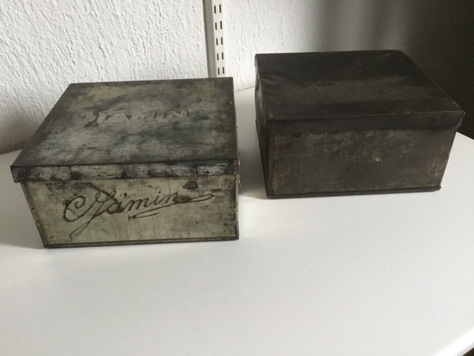 2 oude blikken  Jamin / Galetta, Ophalen of Verzenden, Zo goed als nieuw, Minder dan 50 cm