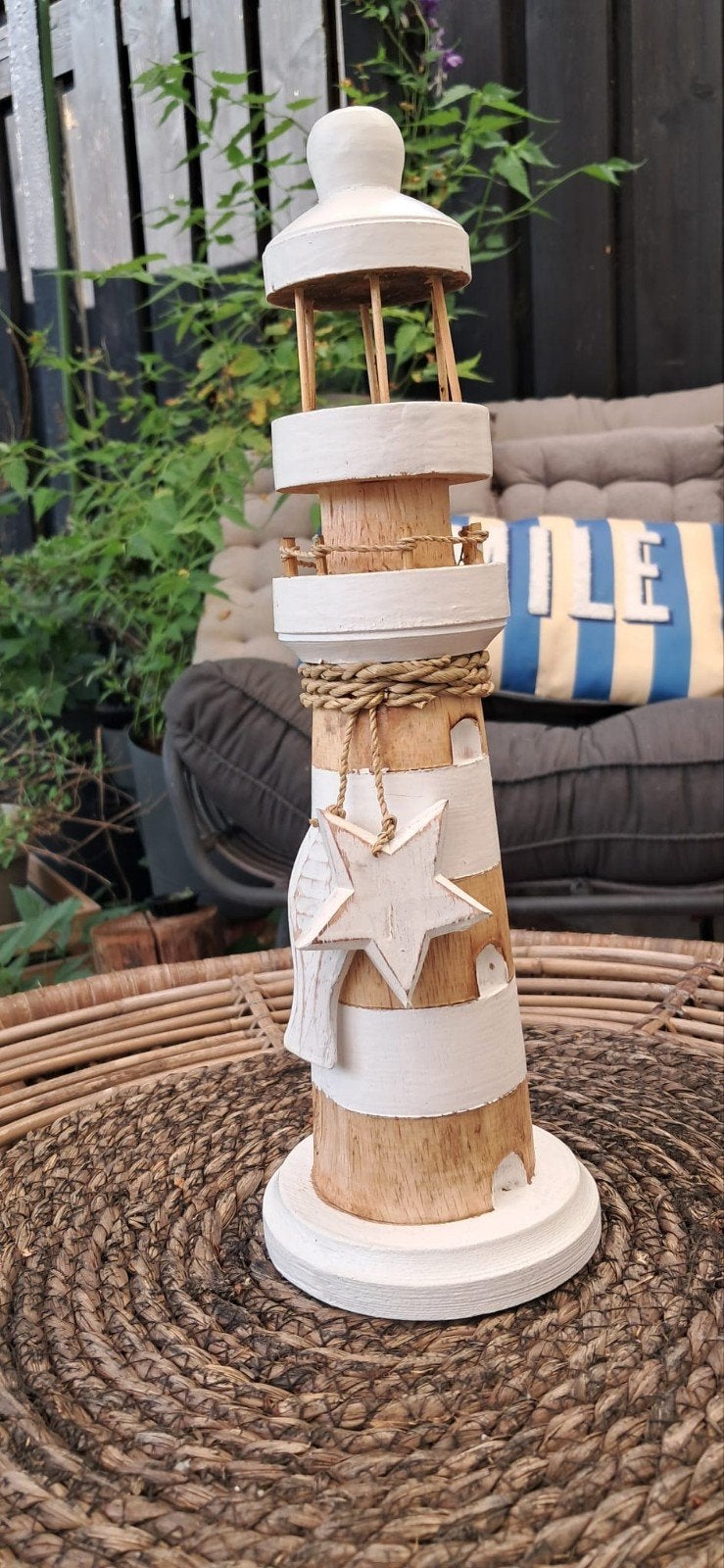 Ibiza Beach style vuurtoren wit hout, Verzenden, Nieuw, Overige typen