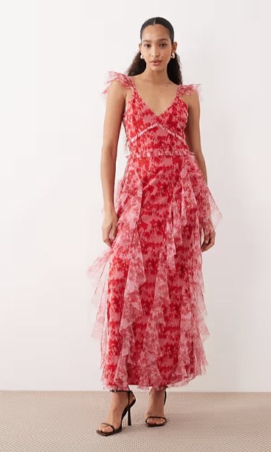 Midaxi-jurk van tule met ruches, bruiloftsgast / feestjurk, Maat 38/40 (M), Lace & Beads Petite, Nieuw, Ophalen of Verzenden