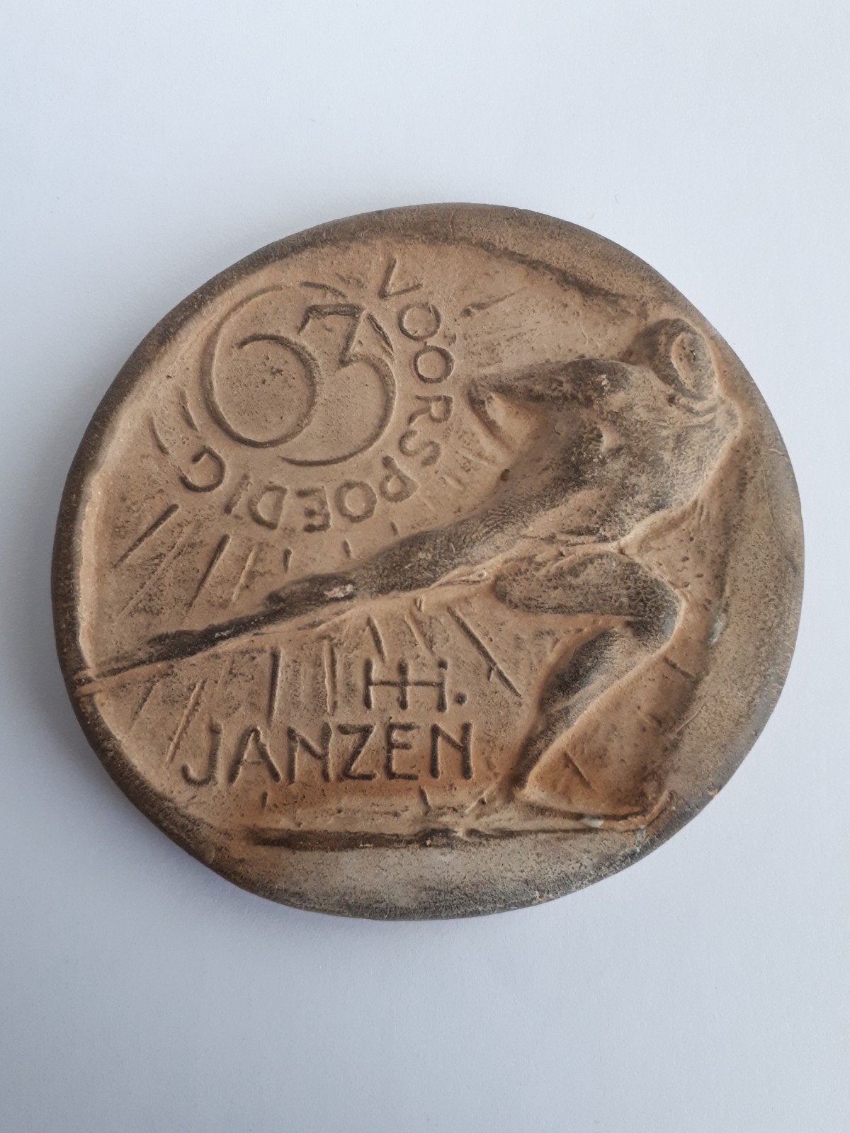 Terracotta Penning, Schaatser, 1963, Elfstedentocht, Postzegels en Munten, Ophalen of Verzenden, Overige materialen, Nederland