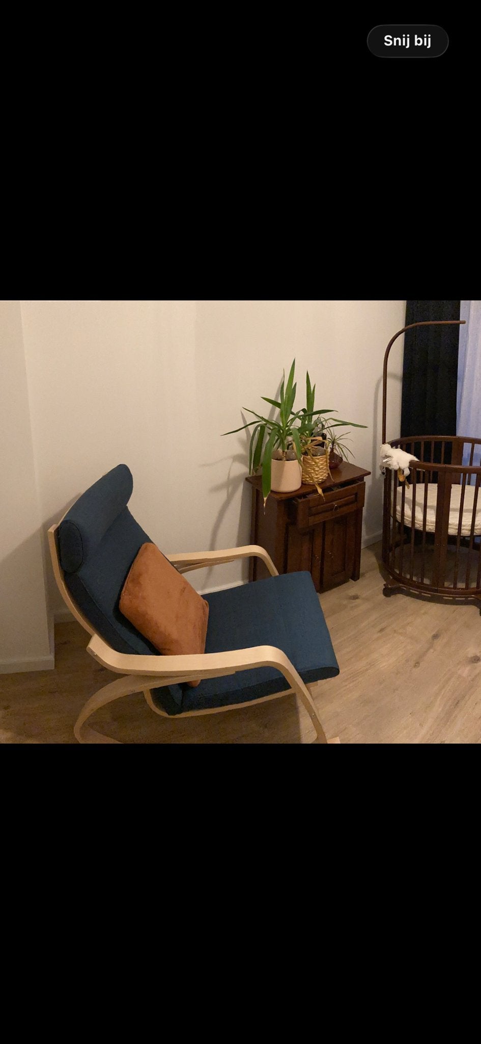 IKEA Poäng schommelstoel donkerblauw, Huis en Inrichting, Stoelen, Ophalen, Gebruikt, Blauw, Eén
