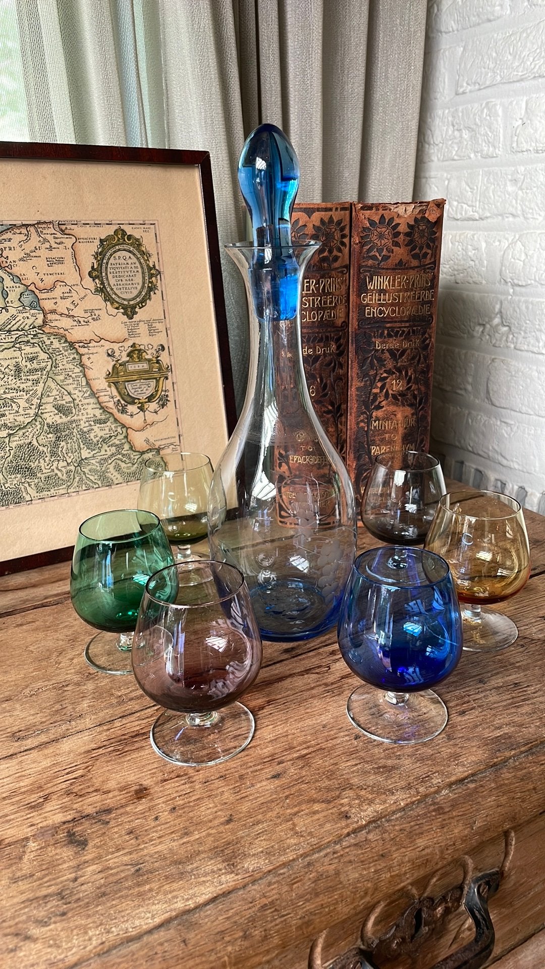 Prachtig zeer oud glas setje met karaf, Antiek en Kunst, Antiek | Glas en Kristal, Ophalen of Verzenden