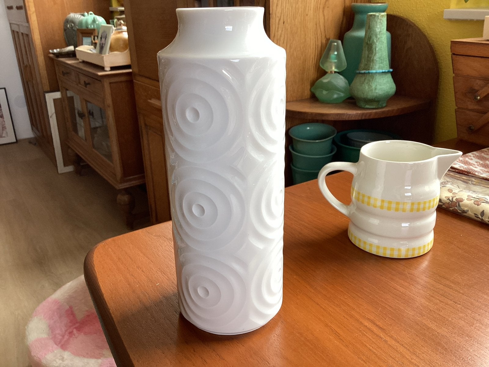 Edelstein Bavaria Vaas Wit Glanzend met Cirkels, Vintage/Mod, Antiek en Kunst, Ophalen of Verzenden