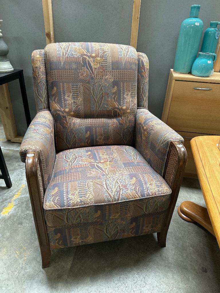 2x fauteuil vintage MP307 WD-028, Ophalen, 75 tot 100 cm, Hout, 50 tot 75 cm