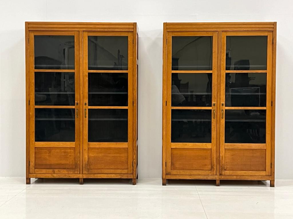 Set van 2 Art Deco boekenkasten eiken