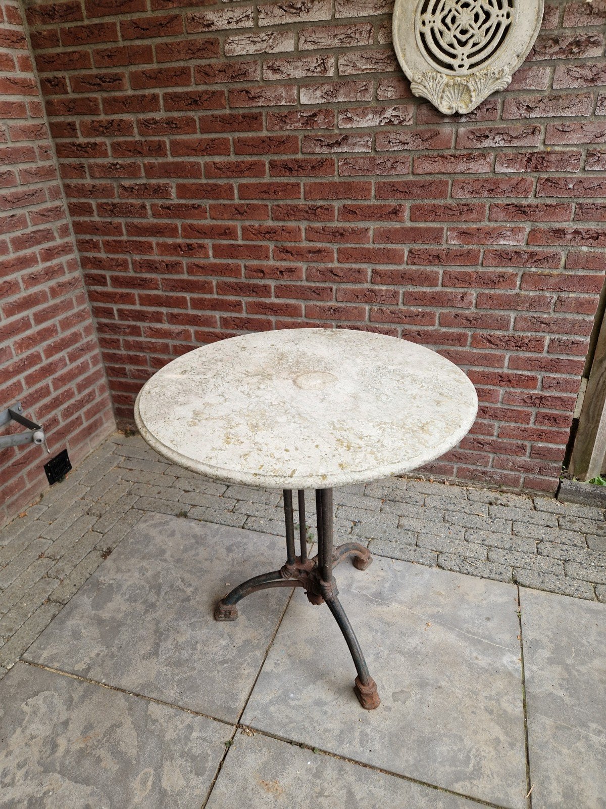 Vintage bistrotafel met gietijzeren onderstel, Antiek en Kunst, Ophalen
