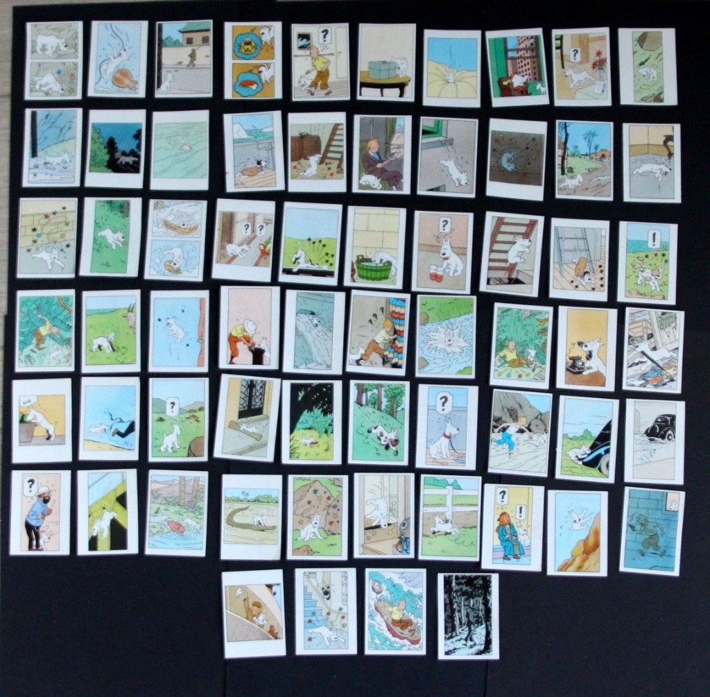Volledige serie 64 chromos Kuifje Bobbie Hergé 1964, Verzamelen, Verzenden, Kuifje, Nieuw, Overige typen