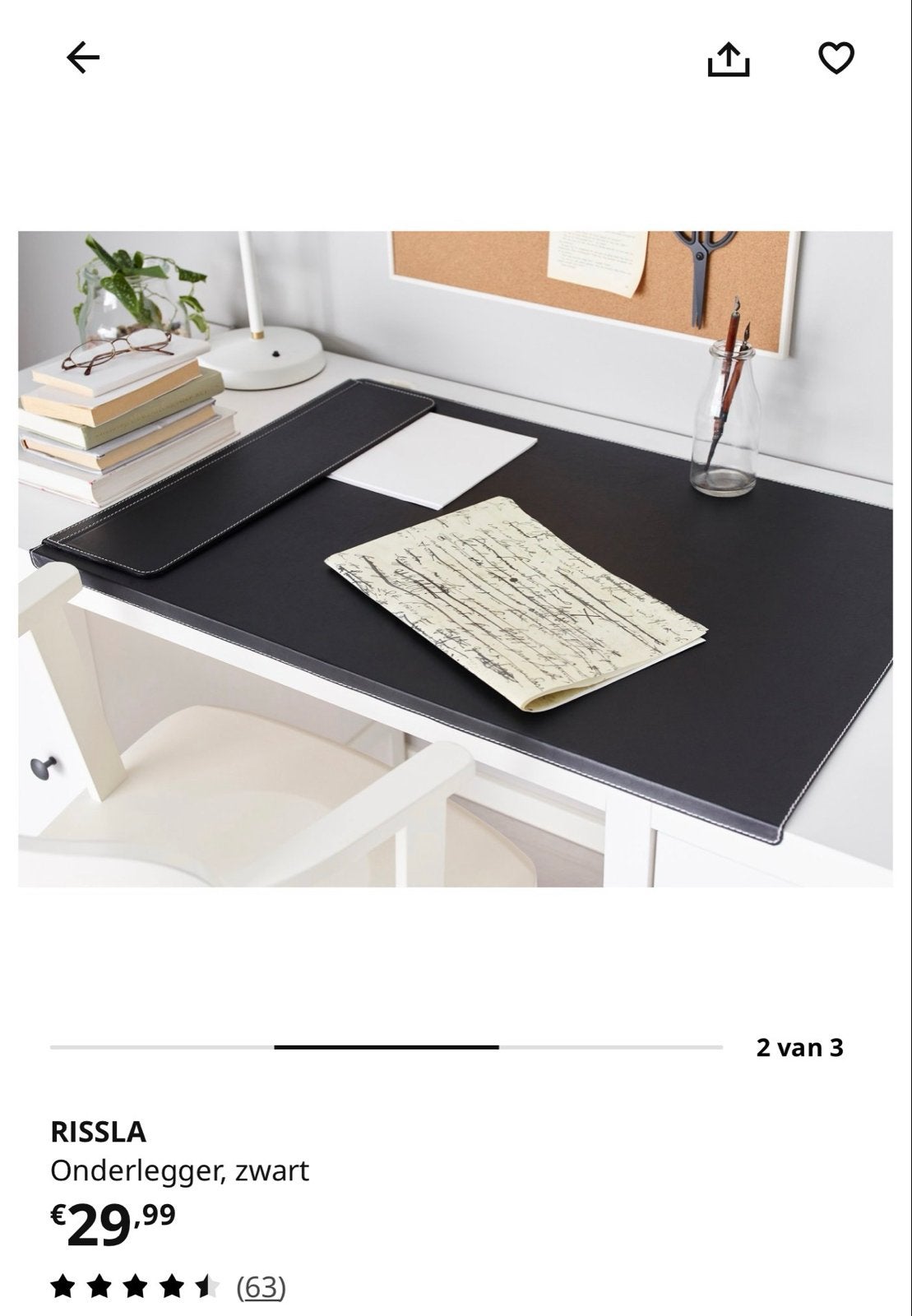 Bureau onderlegger IKEA RISSLA, Ophalen, Zo goed als nieuw
