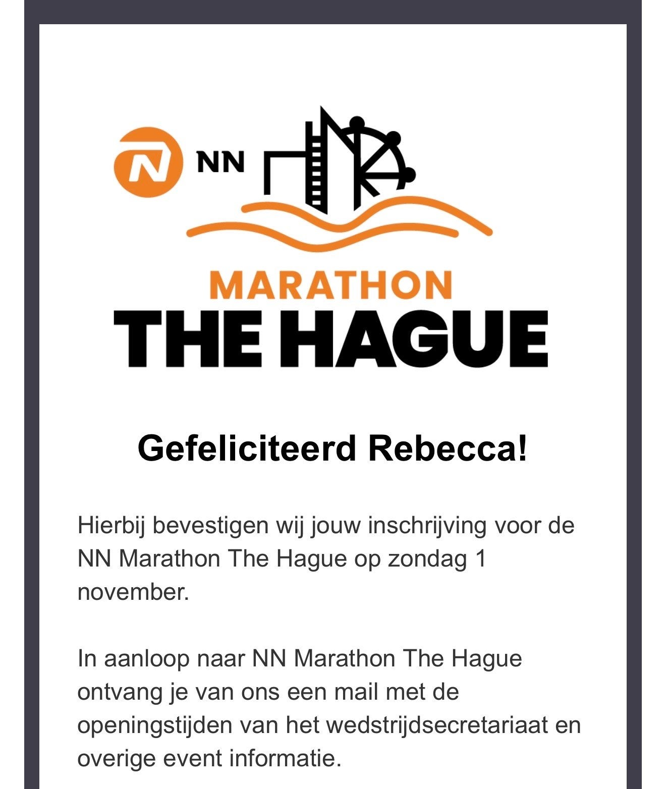 NN Marathon Den Haag 2026 startbewijs, Eén persoon, November