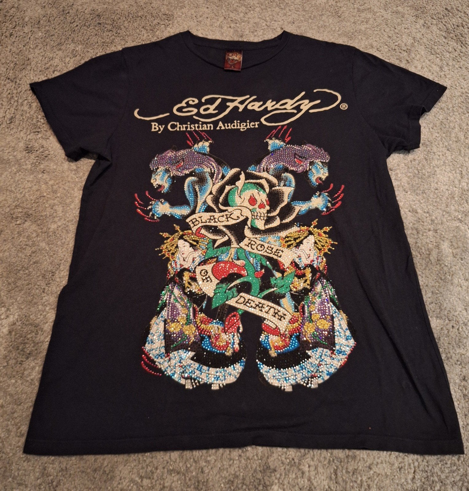 Prachtig ed hardy by christian audigier vintage t-shirt, Kleding | Heren, Ophalen of Verzenden, Zo goed als nieuw, Maat 52/54 (L)