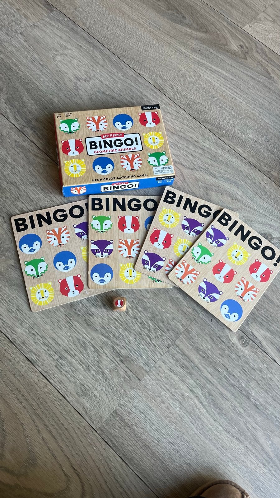 Mijn Eerste Bingo! Geometrische Dieren Kleur-Matching Spel, Drie of vier spelers, Ophalen, Gebruikt
