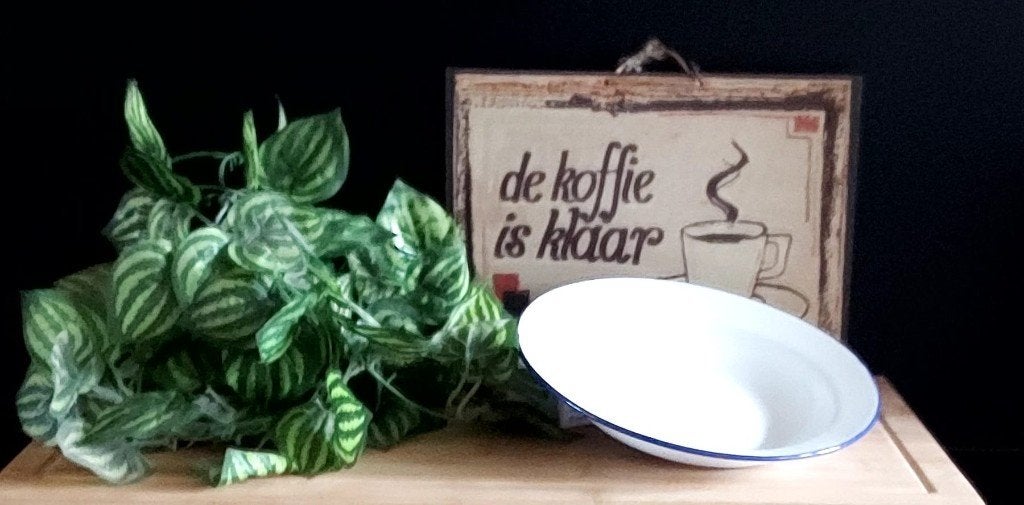 Emaille bord wit met blauwe rand NO 3018, Ophalen of Verzenden