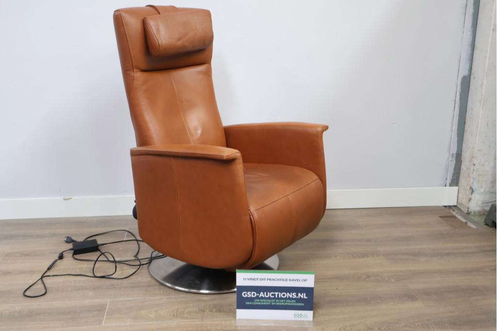 Elektrisch Verstelbare Fauteuil van Prominent in Bruin Leer, Huis en Inrichting, Fauteuils, Ophalen of Verzenden, Niet ingevuld