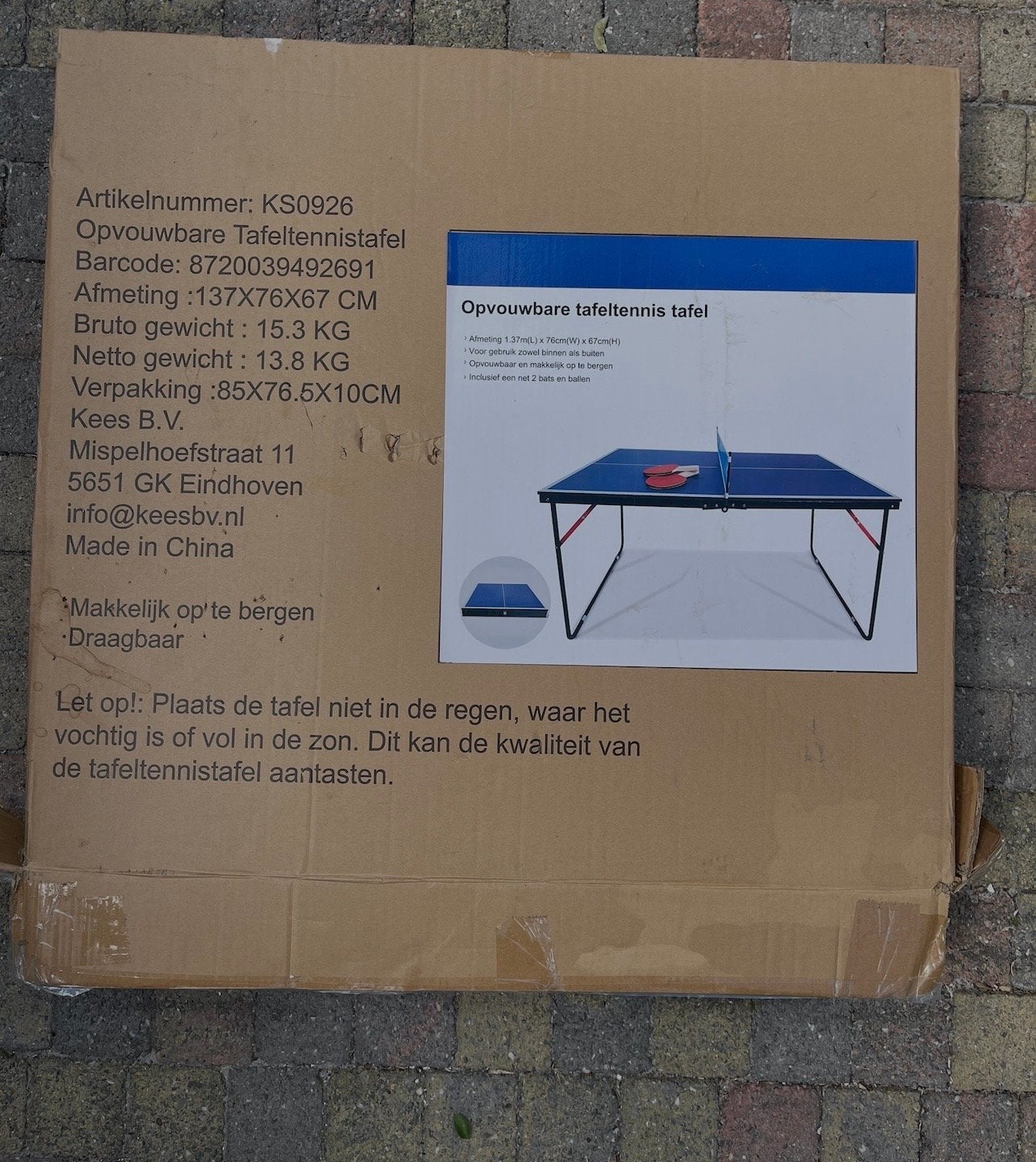 Opvouwbare Tafeltennistafel - Compact & Draagbaar, Ophalen of Verzenden, Nieuw, Tafel Indoor, Inklapbaar
