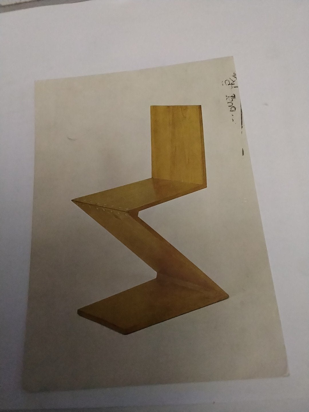 Gerrit Rietveld Zigzag stoel ansichtkaart 1983, Ophalen of Verzenden, 1980 tot heden, Gelopen