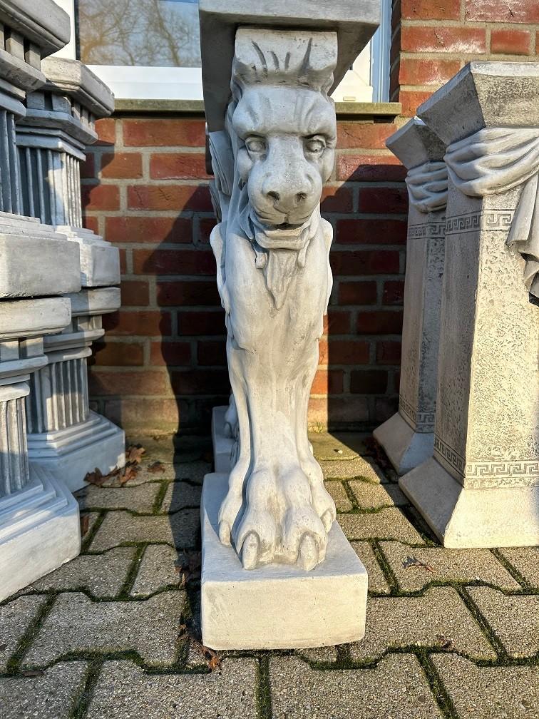 Unieke Zuil met Leeuw - 72 cm - Sokkel - Volledig Steen, Dierenbeeld, Steen, ., Ophalen of Verzenden