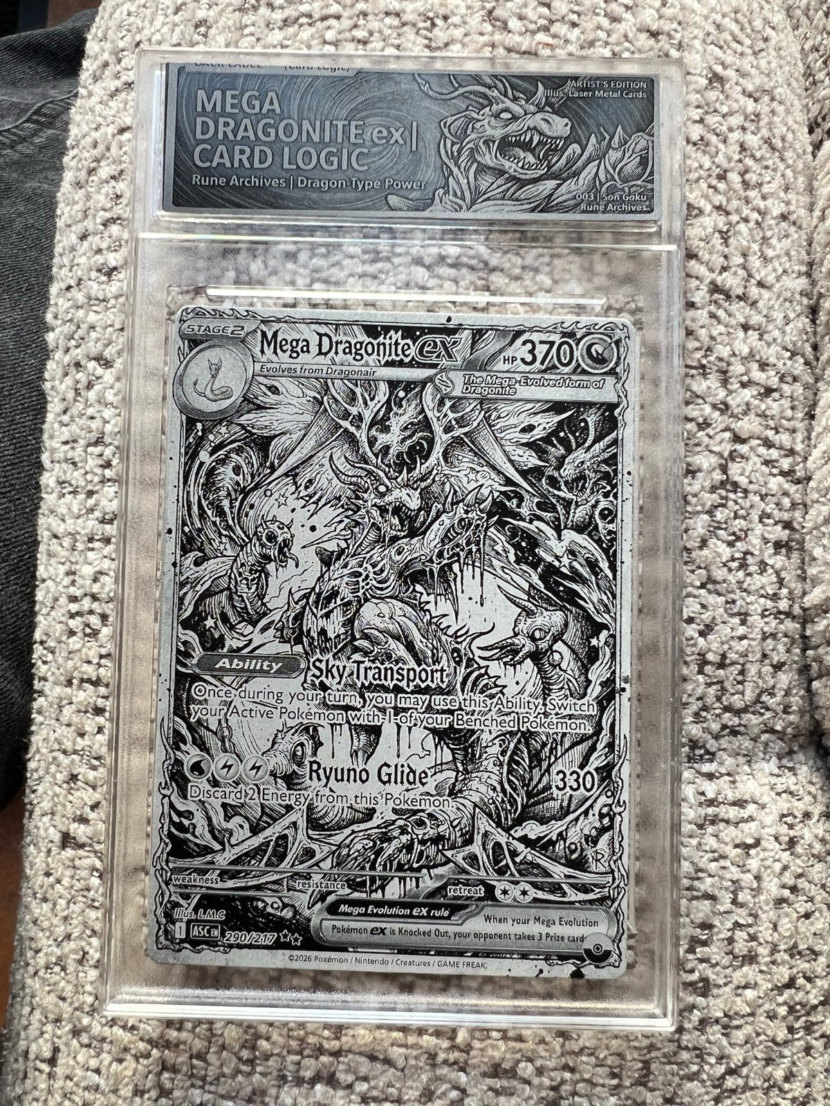 Mega Dragonite Custom Metal Art Display Kaart Pokémon, Ophalen of Verzenden, Nieuw, Overige typen