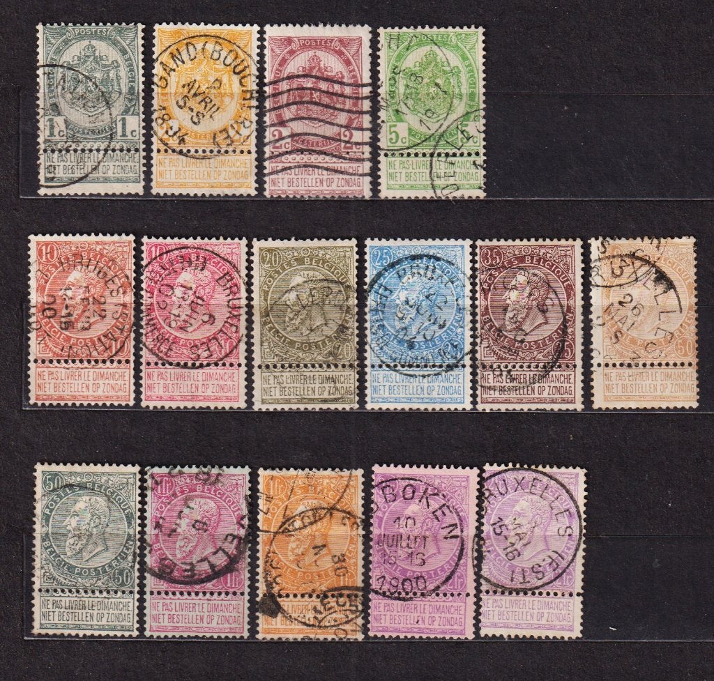 België 1893-1900 OBP 53-67 volledige reeks gestempeld, Ophalen, Gestempeld, Gestempeld