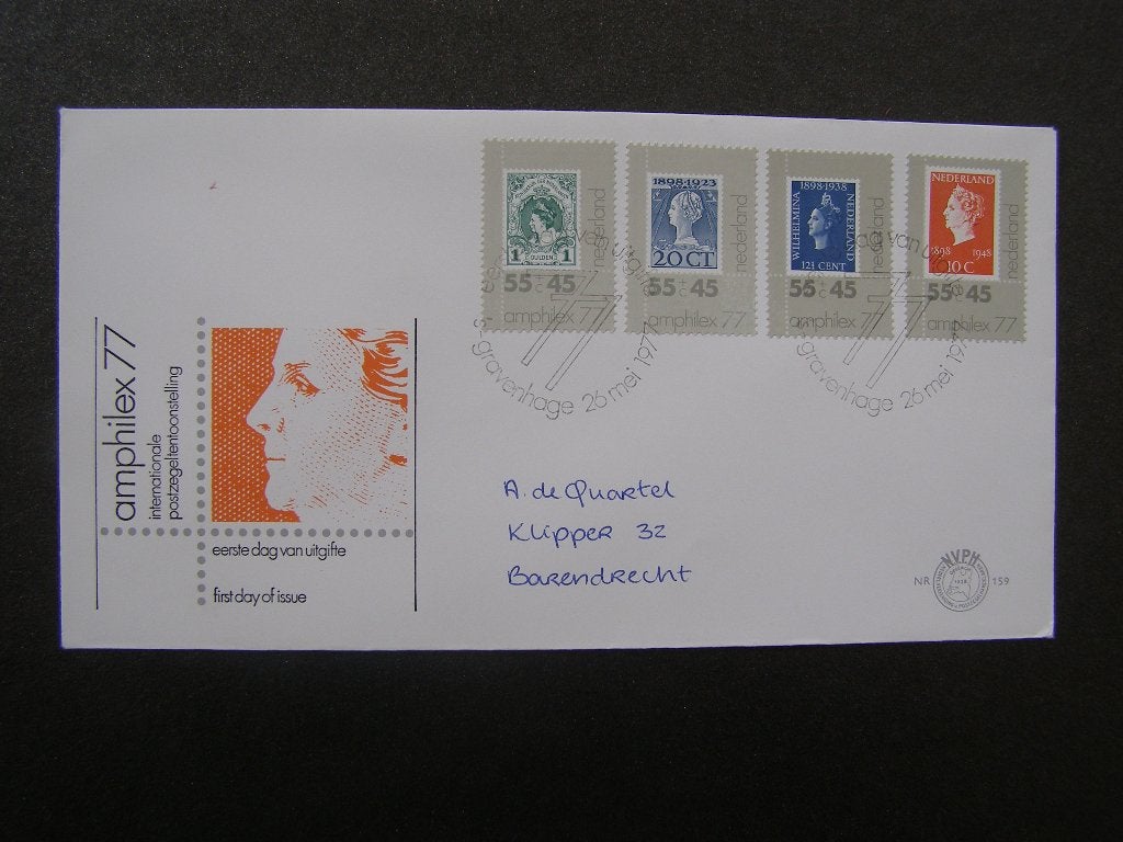 FDC 1977: NVPH 159;  Amphilex 77 (losse zegels); beschreven, Postzegels en Munten, Postzegels | Eerstedagenveloppen, Ophalen of Verzenden