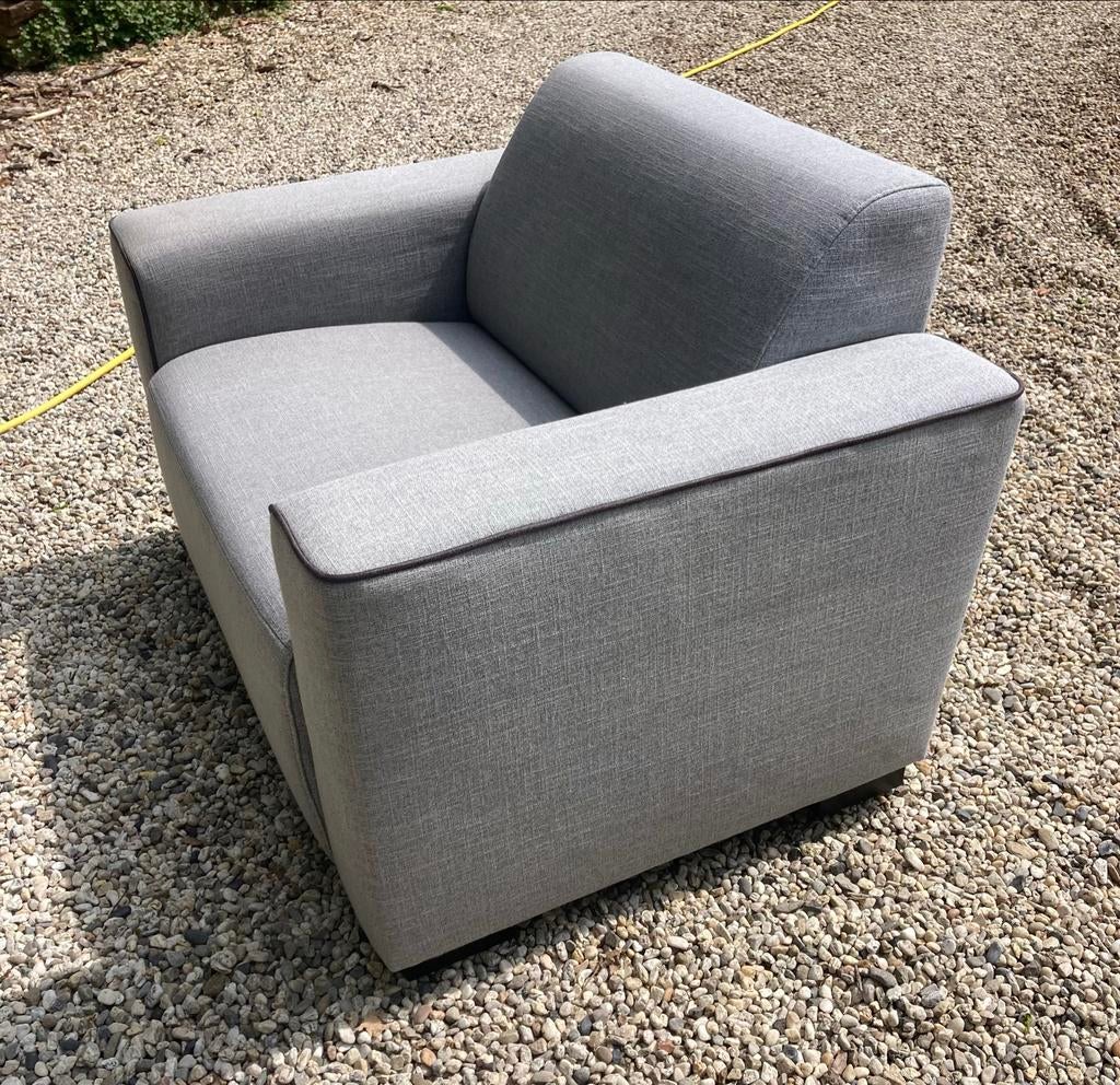 Moderne grijze fauteuil - 110x80 cm, Ophalen, 75 tot 100 cm, Zo goed als nieuw, 100 tot 125 cm