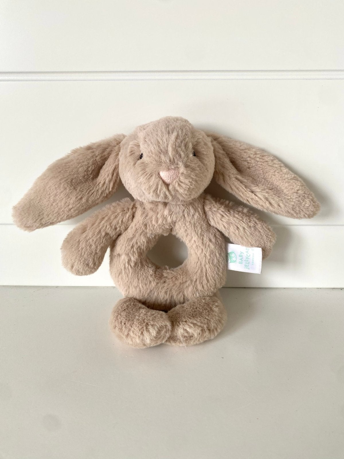 Jellycat Baby Konijn Rammelaar - Zo goed als nieuw, Ophalen of Verzenden, Zo goed als nieuw, Rammelaar, Met geluid