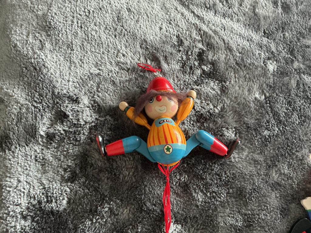 Houten clown trekpop, Ophalen of Verzenden, Gebruikt, Overige typen