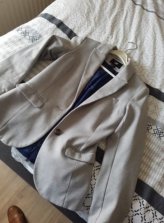 grijze blazer / jasje maat 34, Meisje, H&M, Ophalen of Verzenden, Zo goed als nieuw