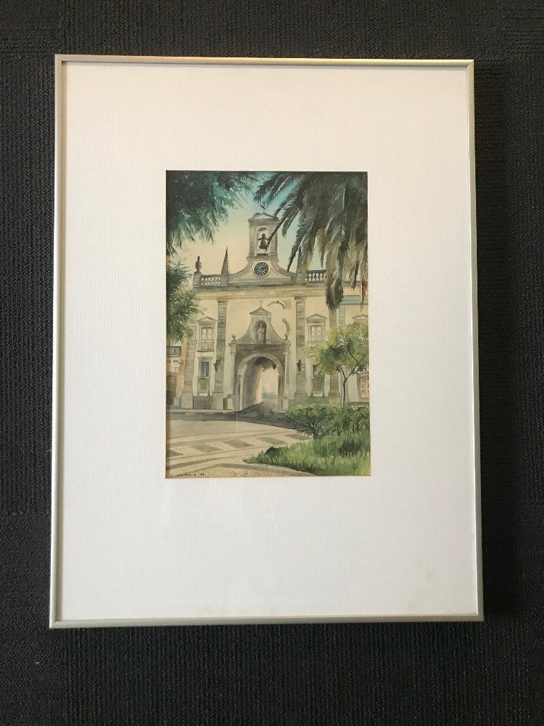 Kunstwerk oude vesting poort 46x60cm Arco da Vila Portugal, Antiek en Kunst, Kunst | Tekeningen en Foto's, Ophalen