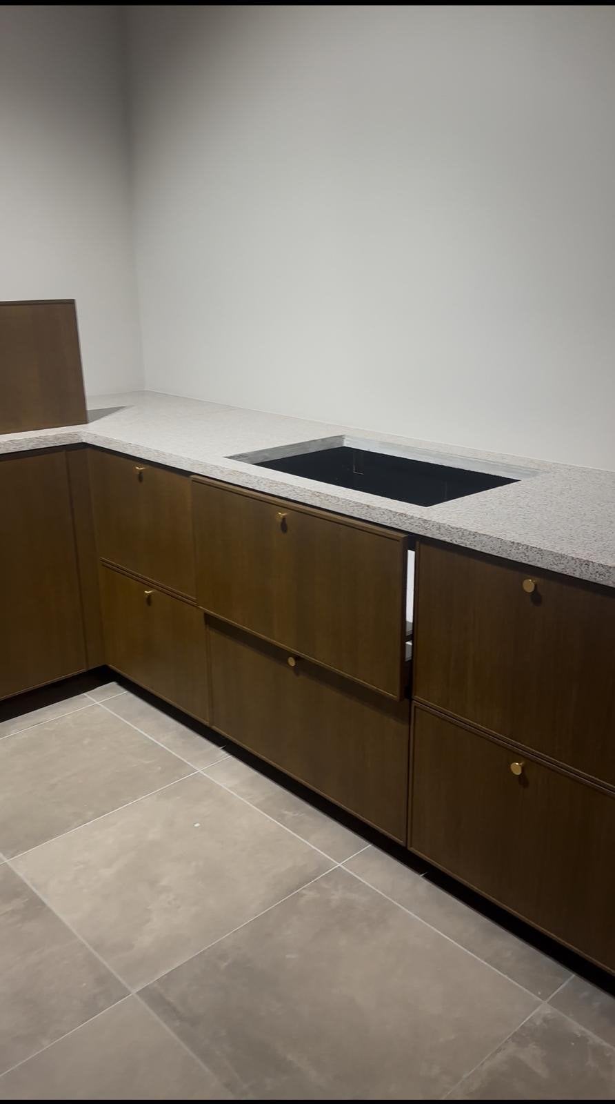 Natuursteen terrazzo aanrechtblad, Ophalen, Nieuw, 200 cm of meer, Minder dan 100 cm