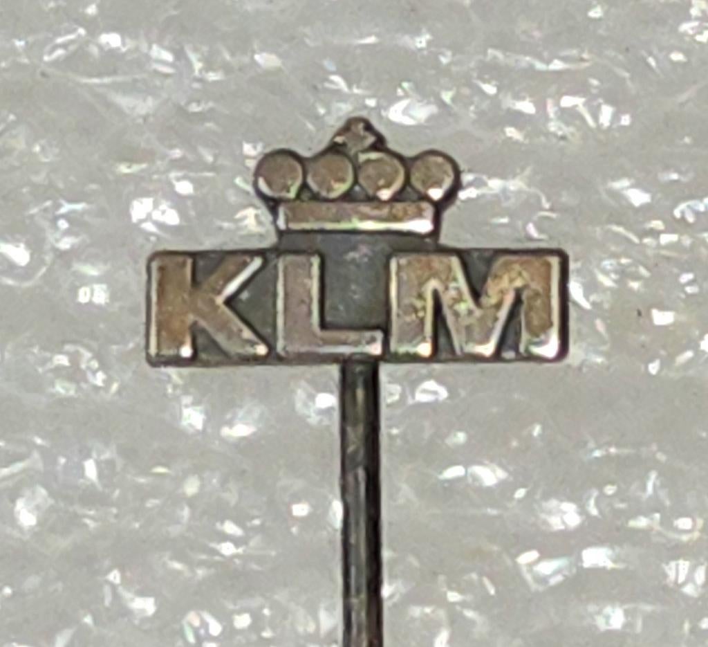 Vintage KLM Speldje met Kroon - Luchtvaart, Ophalen of Verzenden, Gebruikt, Merk, Speldje of Pin