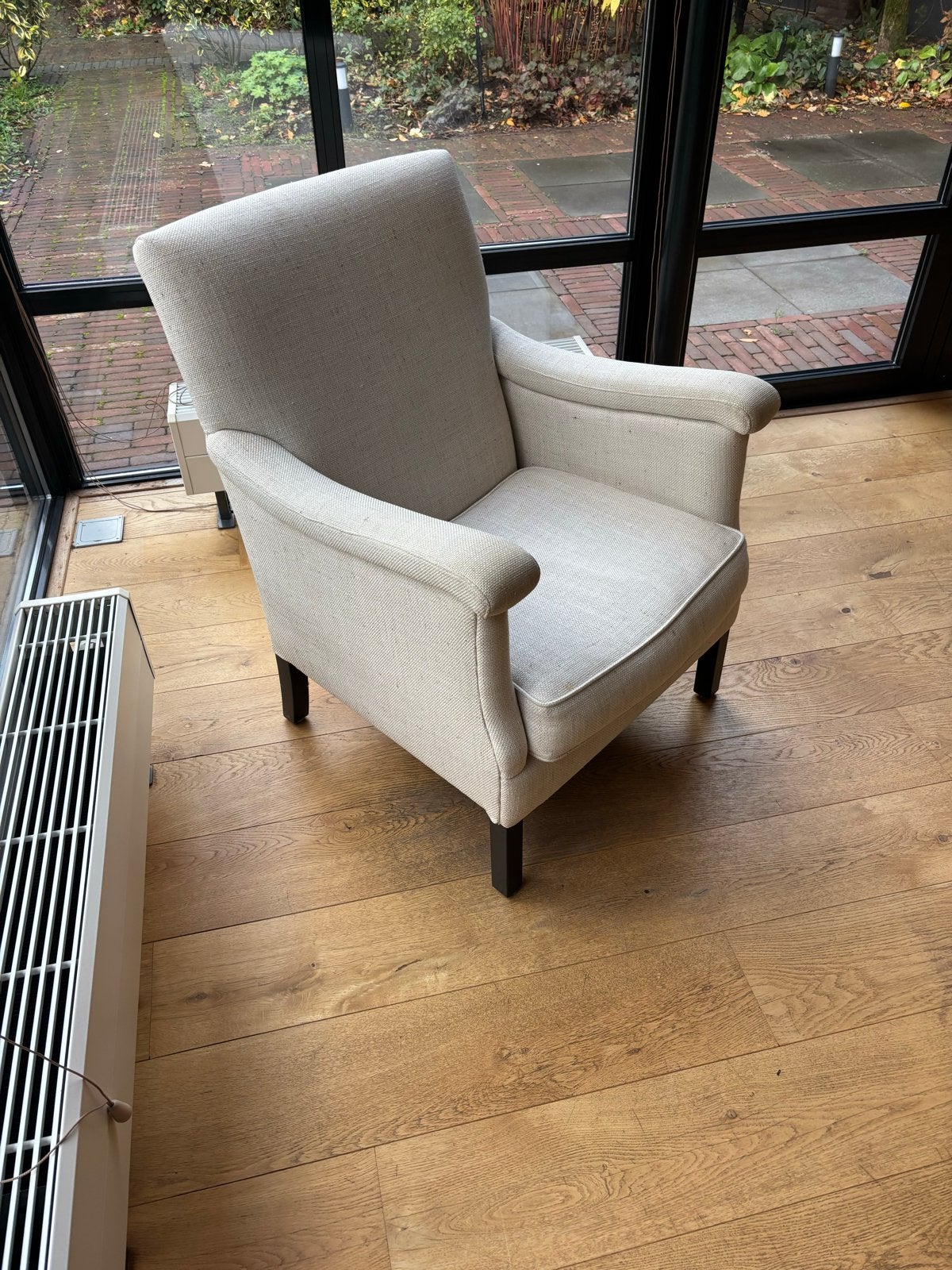 Comfortabele fauteuil - Beige stof - Zo goed als nieuw, Ophalen, Gebruikt, Overige kleuren, Eén