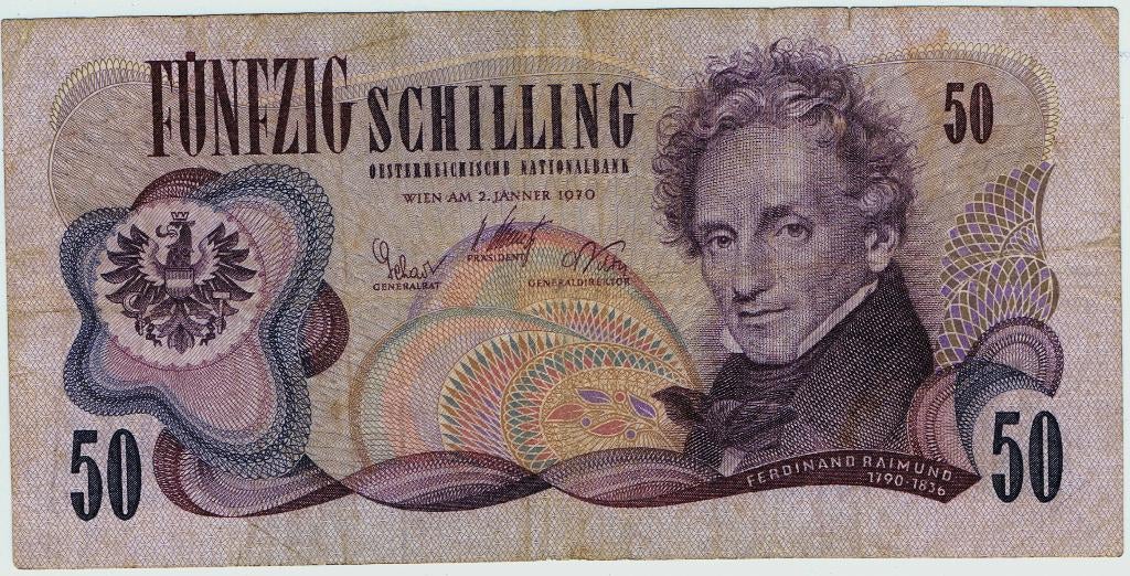 20-636 Oostenrijk 50 schilling 1970, Postzegels en Munten, Bankbiljetten | Europa | Niet-Eurobiljetten, Ophalen of Verzenden, Oostenrijk