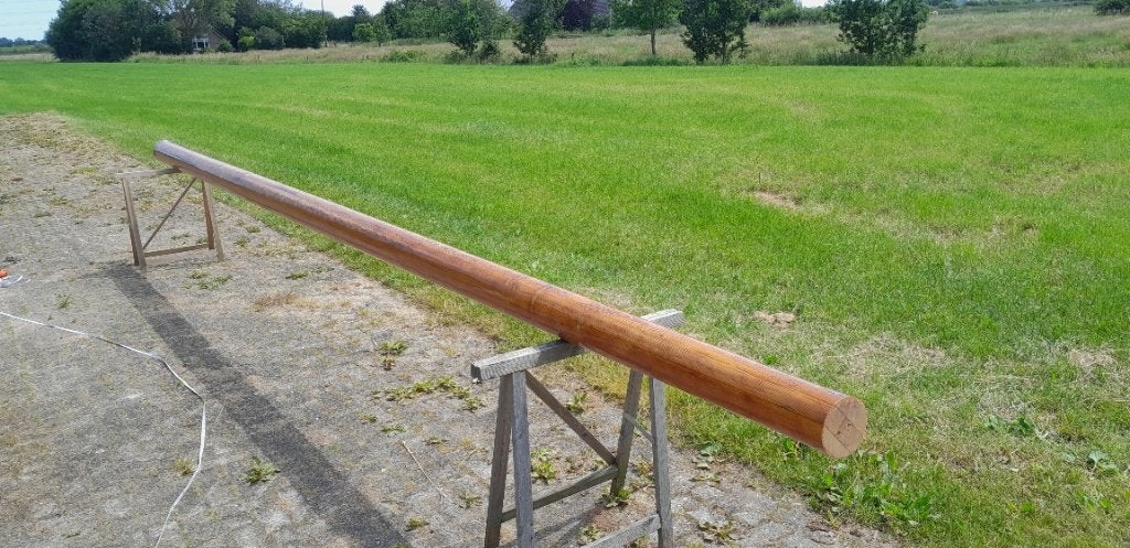 Houten scheepsmast, 668cm lang, Ophalen, Zo goed als nieuw, Tuigage en Masten, Zeilboot