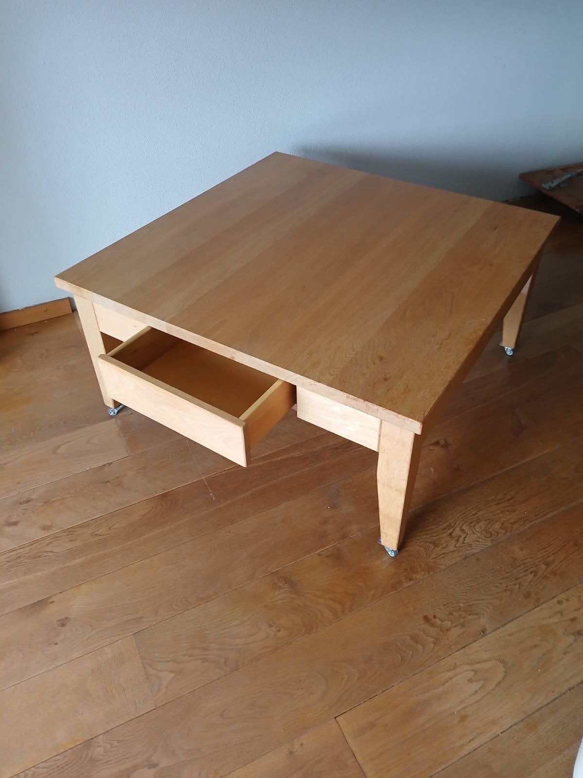 Salontafel 100x100x49 cm met lades, Ophalen, Gebruikt, 50 tot 100 cm, Vierkant