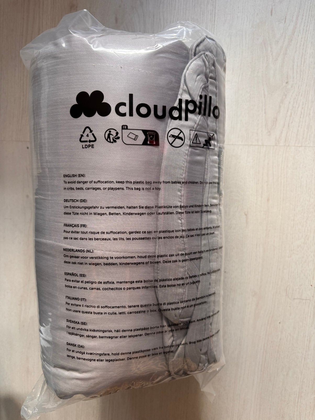 Cloudpillo Wasbaar dekbed 200x200 grijs, Dekbedovertrek, Tweepersoons, Ophalen of Verzenden, Zo goed als nieuw