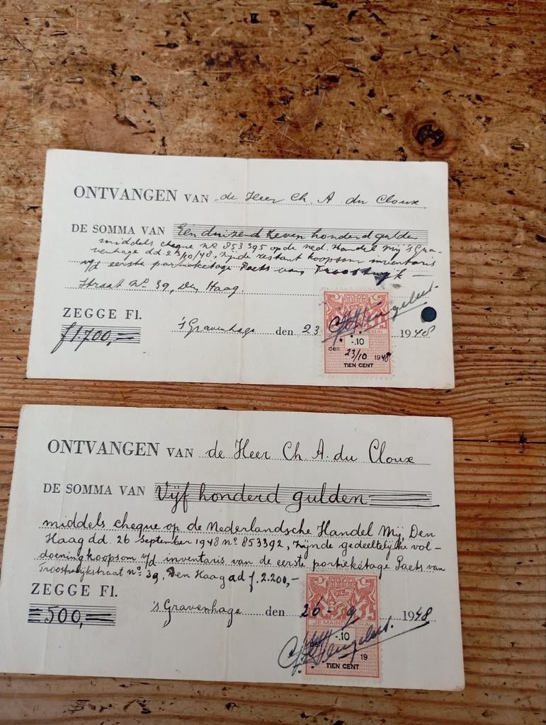 Vintage 1948 chèque incl NLHandelsmij Zegels, Verzamelen, Ophalen of Verzenden, Gebruikt, Overige typen