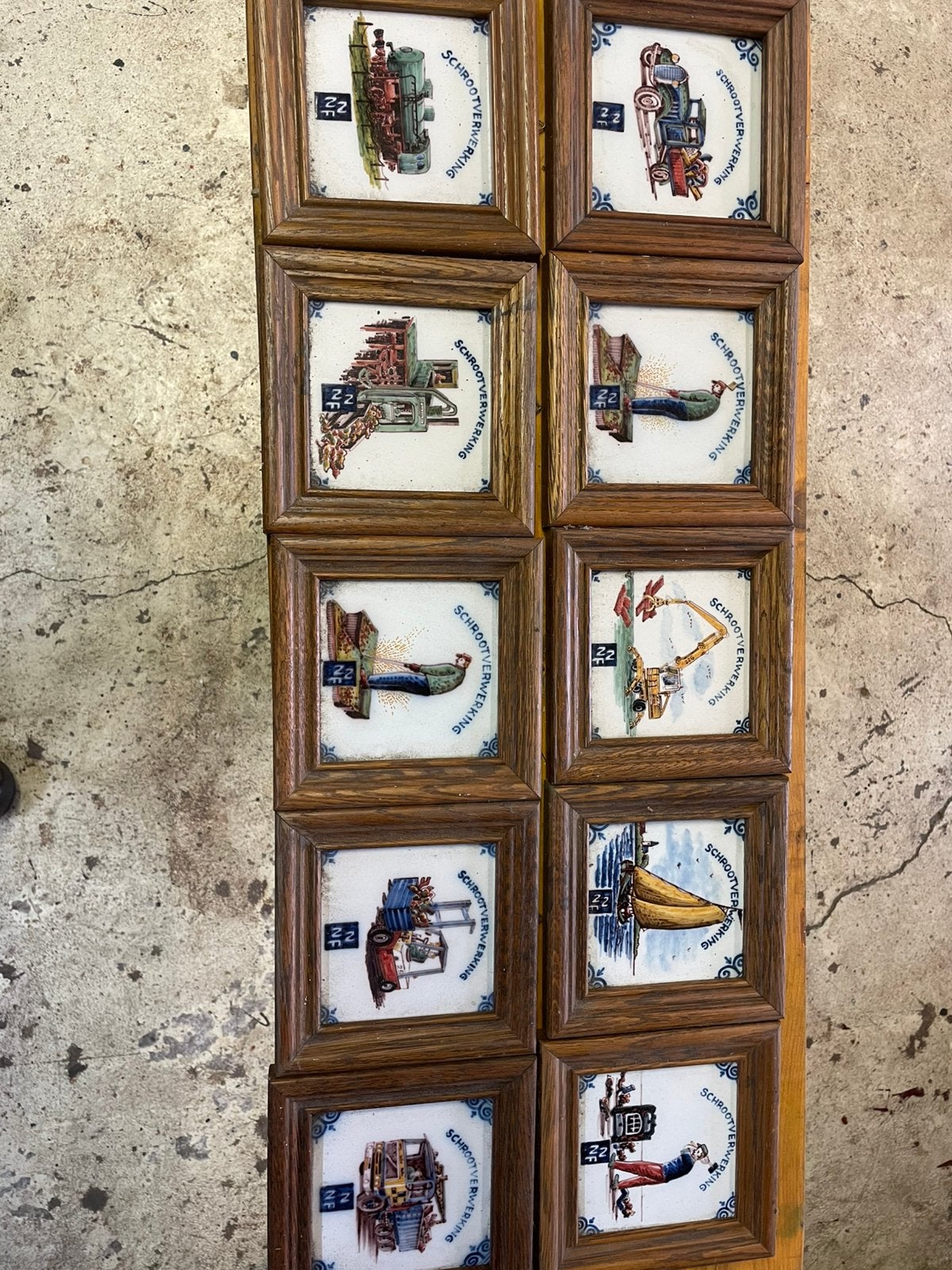 10 tegels ingelijst Makkummer aardewerk, Antiek en Kunst, Ophalen