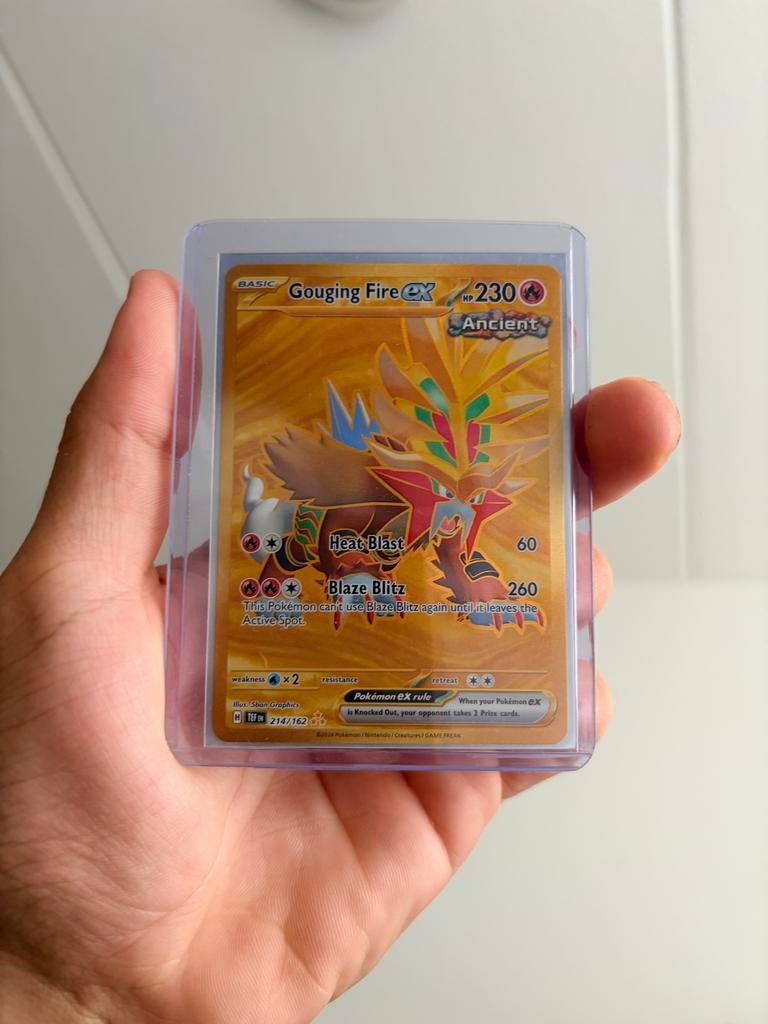 Gouging Fire ex Pokemon Kaart 214/162, Ophalen of Verzenden, Zo goed als nieuw, Losse kaart, Foil