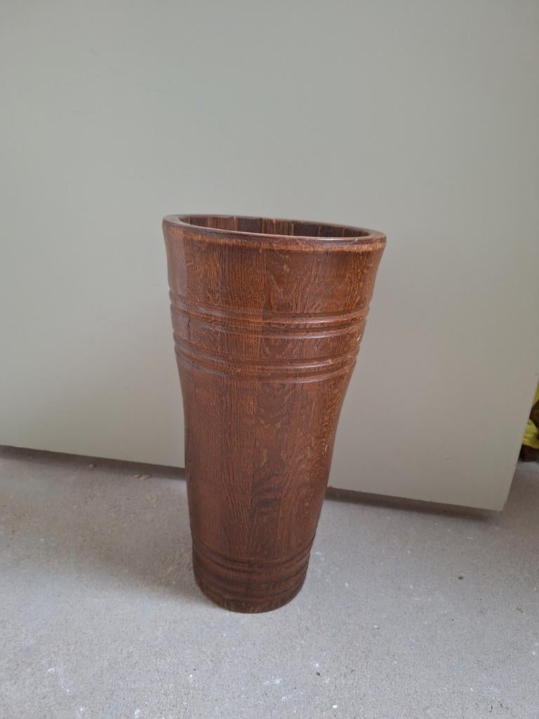 Vintage houten vaas/paraplubak, Ophalen of Verzenden