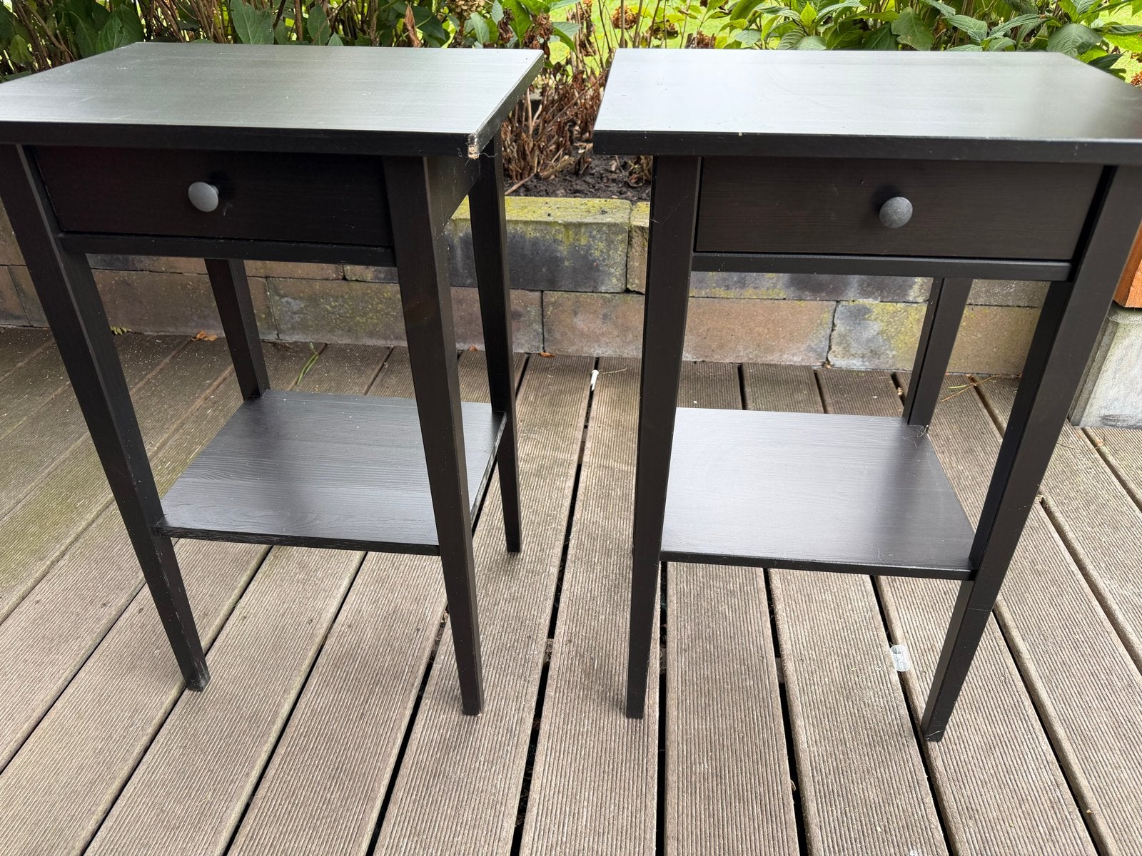 IKEA zwarte nachtkastjes met lichte gebruikerssporen, Ophalen, Gebruikt, Minder dan 45 cm, 55 tot 70 cm